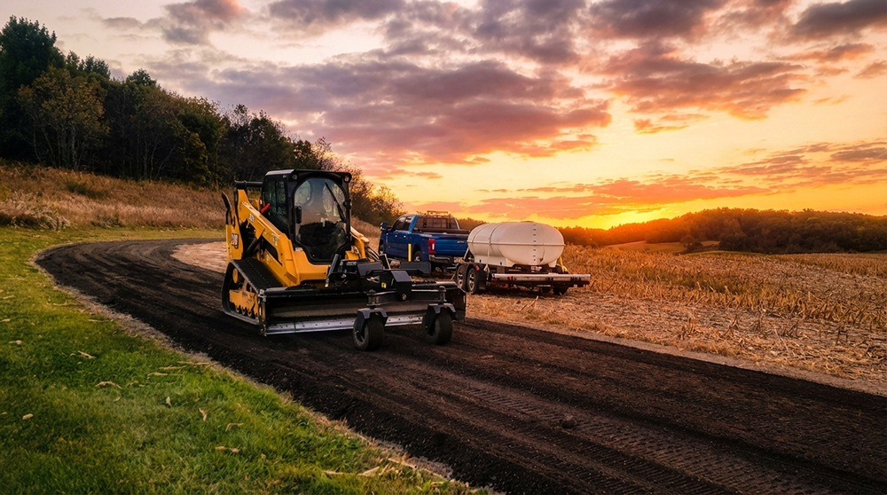 Professional driveway resurfacing with fresh gravel